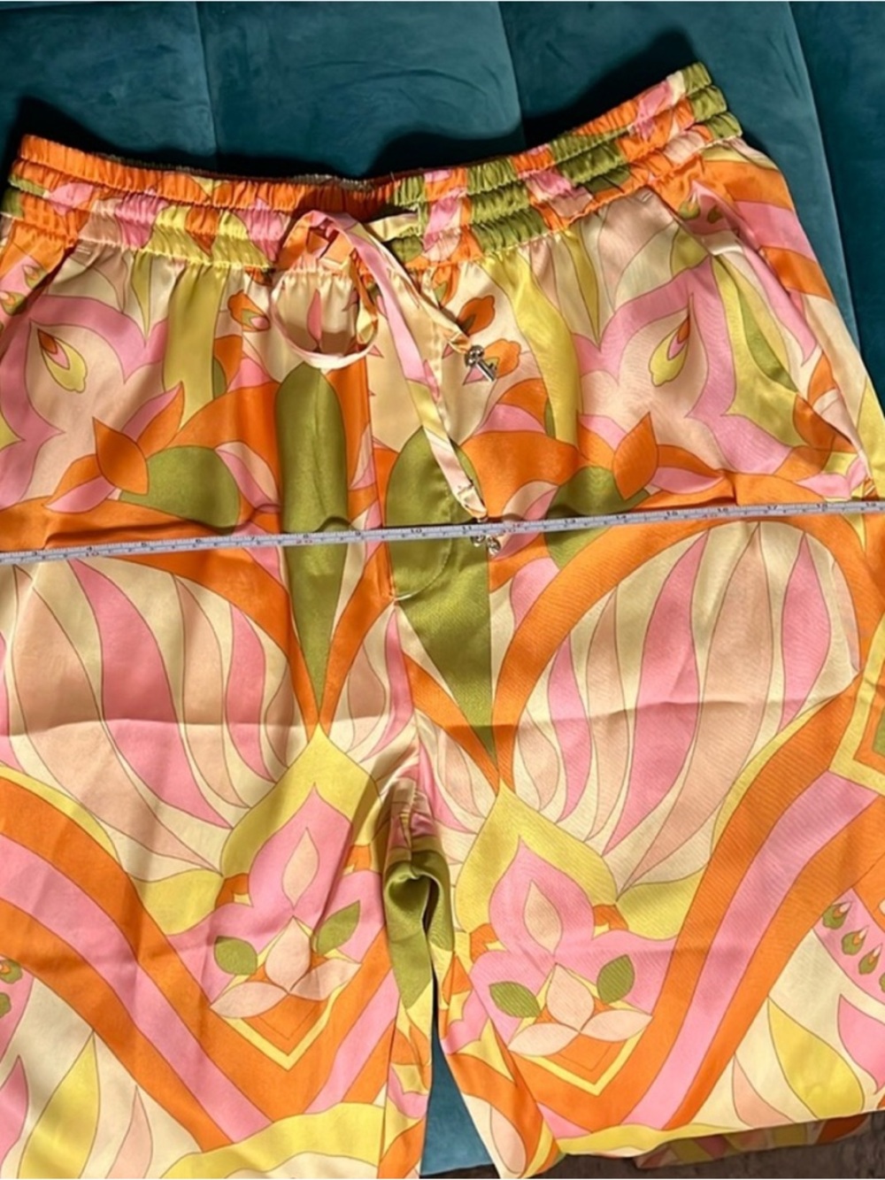 Zara Vibrant Abstract 70's Pink Orange Yellow Green Printed Set - Picture 9 of 13